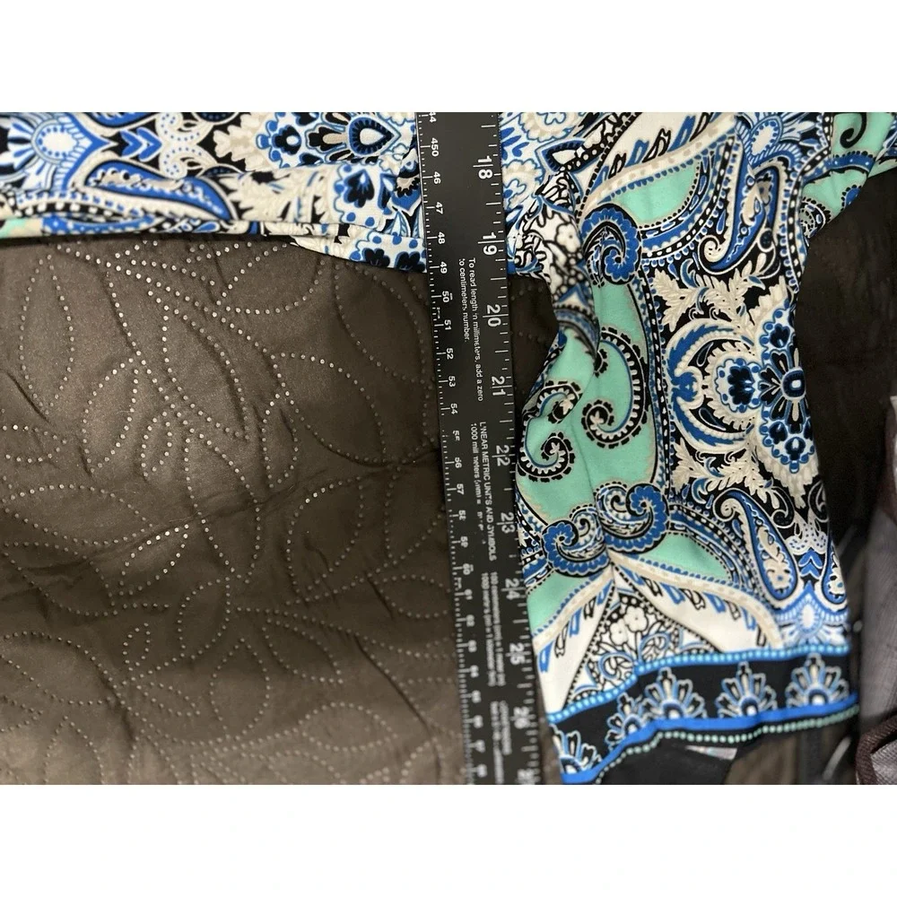 Teal Blue White Beige‎ Paisley Artsy Career Professional Office Dress L